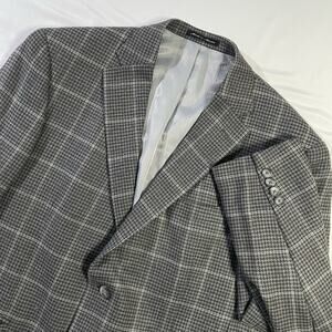 Austin Reed Signature 42R Sport Coat Gray Glen Check 100% Wool Blazer Jacket